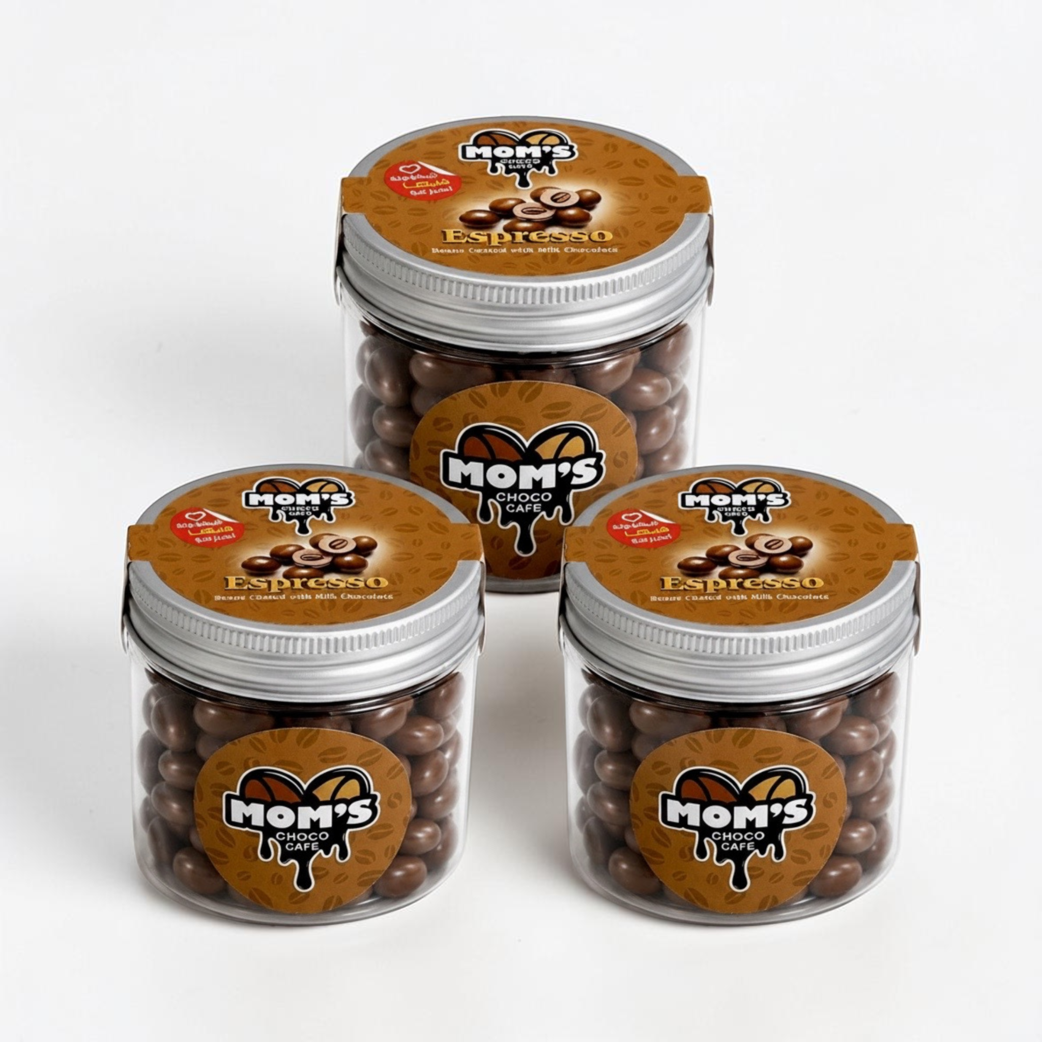 Mom's Espresso Beans Coated with Milk Chocolate - 3 Jars