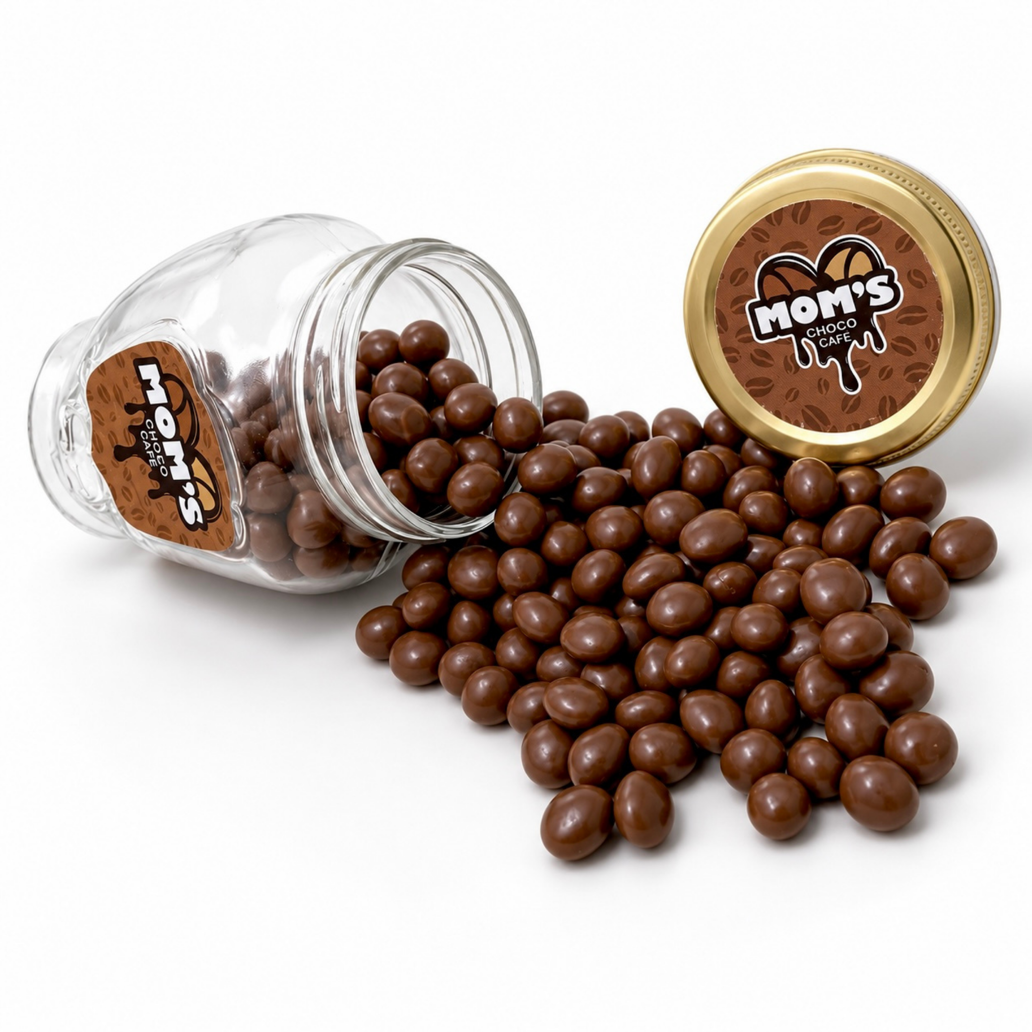 Mom's Espresso Beans Coated with Milk Chocolate - 4 glass Jars